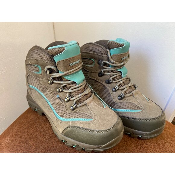 HI-TEC HIKING SKAMANIA DRI-TEC WATERPROOF WOMENS BOOTS SIZE 7 LACE UP GREEN BROW - Picture 1 of 8